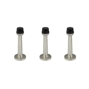 75mm Doorstop Concealed Skirting Fix Brushed Nickel (3 Pack)