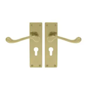 Victorian Lever Euro 48 Punched Polished Brass