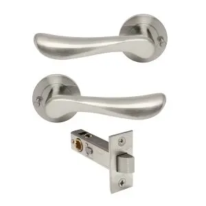 Astron - Juno Integrated Privacy Set. Round Rose. Brushed Nickel