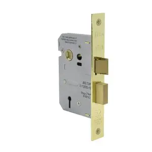 3 LEVER MORTICE LOCK  45mm Backset  Polished Brass