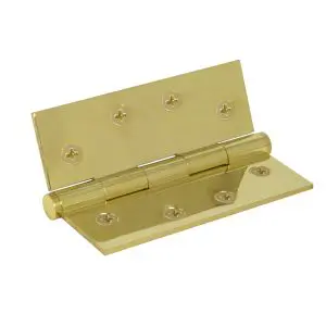 Hinge Brass Fixed Pin Flat Tip 101.6x76.2 Un-lacquered Brass