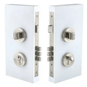 Pull Handle Double Turn Lock Kit (Long Case) Round Rose Brushed Nickel