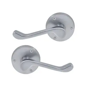 Lever Latch Victorian Round Rose Satin Chrome