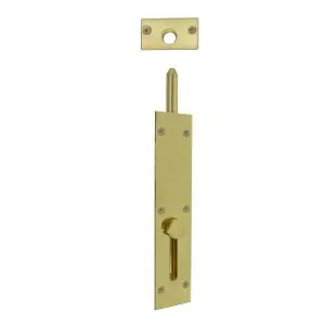 150mm Straight Throw Flush Bolt Un-lacquered Brass