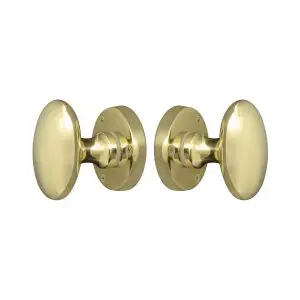 Oval Knob Latch on 60mm Round Rose PB