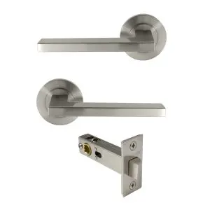 Vector Lever on Round Rose Passage Set Brushed Nickel