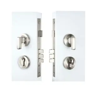 Mini Lever Entrance Lock Kit Round, 60mm Brushed Nickel