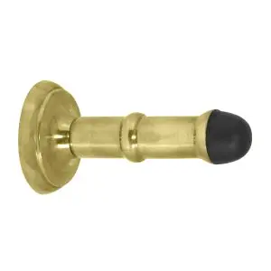 73mm Doorstop Concealed Skirting Fix Polished Brass