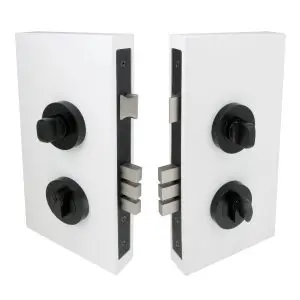 Pull Handle Double Turn Lock Kit (Long Case) Round Rose Black Powder Coat