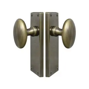 Oval Knob Latch on Long Plate Furniture Oil Rubbed Bronze