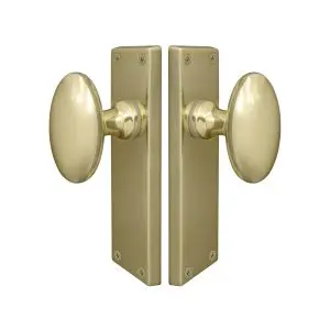 Oval Knob Latch on Long Plate Furniture Polished Brass