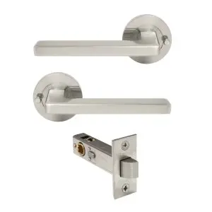 Vector Lever on Round Rose Integrated Privacy Set Brushed Nickel