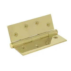 Hinge Brass Fixed Pin Flat Tip 101.6x76.2 Includes Screws Polished Brass