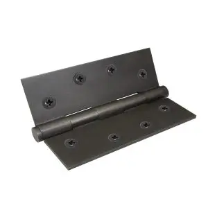 Hinge Brass Fixed Pin Flat Tip 101.6x76.2 Includes Screws Dark Roman Brass