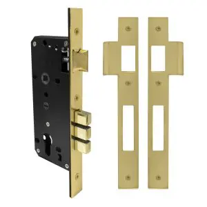 Euro 85 Mortice Lock 45 mm Backset UNLACQUERED BRASS
