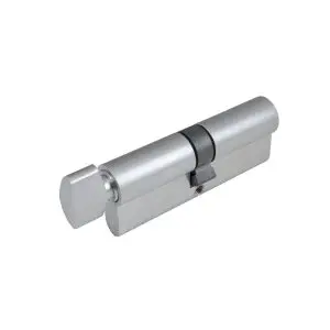 80mm Euro Cylinder Key Turn Satin Chrome Keyed Alike
