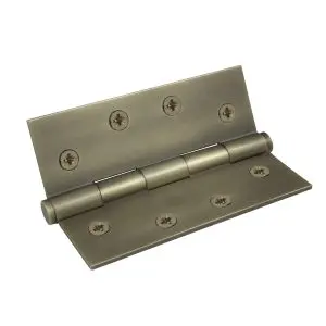 Hinge Brass Fixed Pin Flat Tip 101.6x76.2 Includes Screws Roman Brass