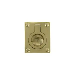 Windsor Flush Ring Pull 37x50 Pol Brass