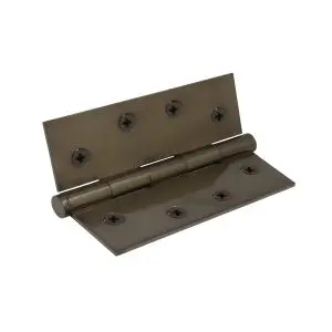 -Hinge Brass Fixed Pin Flat Tip 101.6x76.2 Includes Screws Antique Bronze