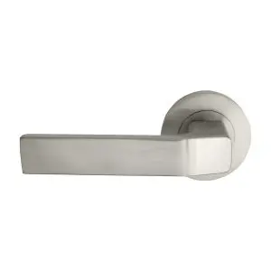 Qube Lever on Round Rose, Dummy Handle (Single), Brushed Nickel