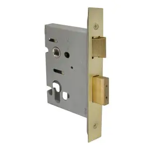 Euro 48 Mortice lock 57mm Back Set Unlacquered Satin Brass