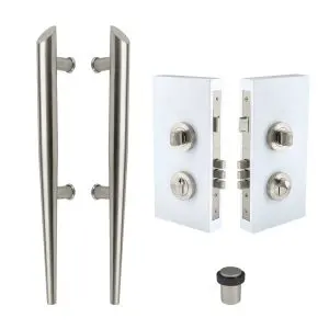 Torch Pull Handle 1x Pair of Handles with 60mm Dble Turn Lock Kit SS