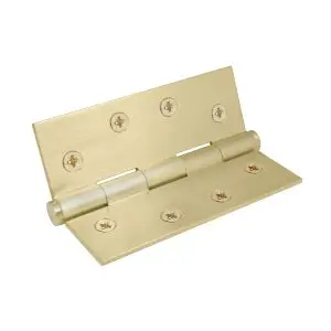 Hinge Brass Fixed Pin Flat Tip 101.6x76.2 Includes Screws Unlacquered Satin Brass