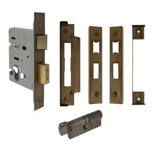 Euro 48 Lock Kit Rebated Antique Bronze (1114+1105+1148)