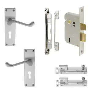 Windsor French Door Kit Satin Chrome (7005 + 1107 + 1109 + 2x 5213)