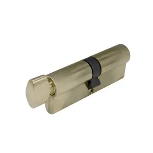 5 Pin Euro Cylinder 80mm Key Turn Keyed Alike Unlacquered Satin Brass