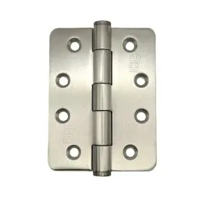 100x75x2.5mm Fixed Pin 1/4" Radius Button Tipped SS304 Hinge (HJSSR75FP) c/w 9x30PZ (HSSR10075F304)