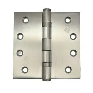 Hinge SS304 2BB Heavy Duty 100x100x3.0mm Fixed Button Pin Satin c/w 10x30 pozi screws (HSSBB100100F304HD)