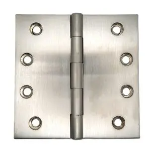 Hinge Brass 100x100x3.0mm Fixed Pin Brushed Nickel c/w 9x25 & 9x30 screws HJ100FPSN) (HB100100FBN)