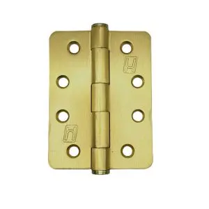 Hinge Steel 100x75x2.5mm 1/4" Radius Loose Button Tip, Satin Brass (HSR410075SB)