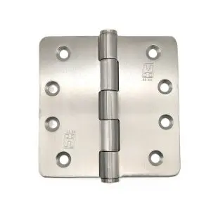 100x100x2.5mm Fixed Pin 1/4" Radius Button Tipped SS304 Hinge  c/w 9x30PZ (HJSSR100FP) (HSSR100100F304)