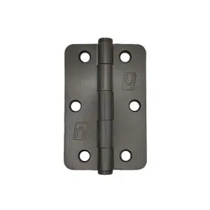 Hinge Steel 89x58x2.0mm 1/4" Radius Loose Pin with Button Tips, Gunmetal Grey Electroplate & Lacquer (HSR48958GN)