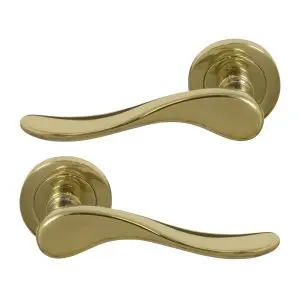 Haven Lever Set Round Rose Unlacquered Brass