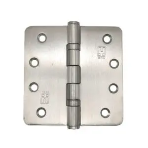 100x100x2.5mm Fixed Pin 1/4" Radius Ball Bearing Button Tipped SS304 Hinge (HJSSR100FPBB) c/w 9x30 pozi screws (HSSR4B100100F304)