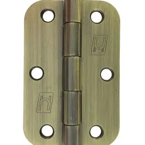 Steel 89x58x2.0mm 1/2" Radius Hinge Antique Brass
