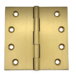 Hinge Brass 100x100x3.0mm Fixed Pin Satin Brass  c/w 9x25 & 9x30 screws (HB100100FSB)