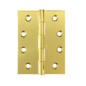 Hinge Brass 100x75x3.0mm Fixed Pin Polished & Unlacquered c/w screws 9x30 (HB10075FPU)