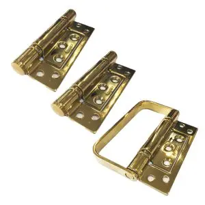 Centor E22 Half Offset Hinge Set (2 Hinges + DH), PVD Brass (E22HHSTG)