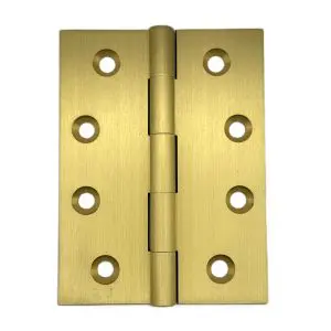 Hinge Brass 100x75x3.0mm Fixed Pin Satin Brass (HB10075FSB) c/w screws 9x30