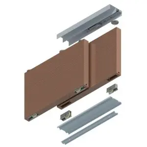 Slidemaster Robe Classic Kit. Double Track 1800mm Natural Anodised. 910mm max Panel c/w Rollers, Guides & Base Clip (SMRCD1800NA)