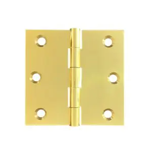 Hinge Brass 75x75x2.5mm Fixed Pin Polished & Unlacquered c/w 8x25 screws (HB7575FPU)