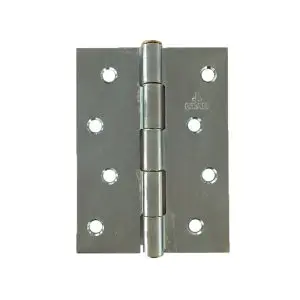 Hinge Steel 102x74x2.0mm Zinc Plate, Fixed Brass Riveted Pin (333 4") (HS10274ZFB)